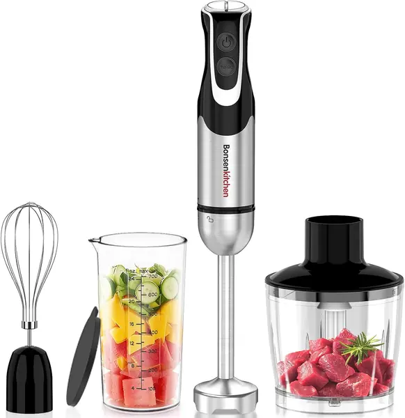 Stabmixer 4-in-1, 1000W, 12 Geschwindigkeitsstufen…