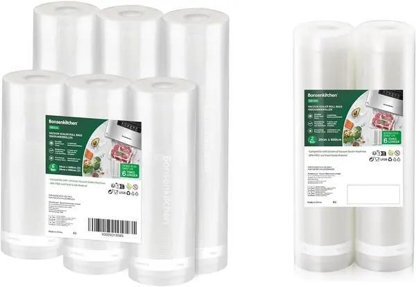 Vakuumierfolien Rollen Bundle – 5 Rollen 20×600cm + 3